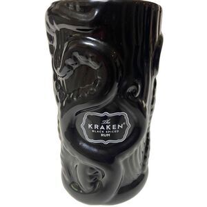 Release The Kraken Black Tiki Mug  Spiced Rum Embossed Octopus Cup 6.5"